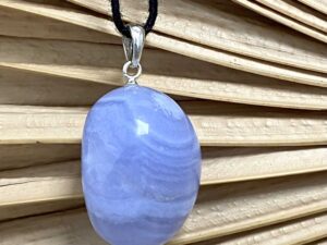 Pendentif argent Calcédoine bleu