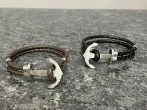 Bracelet en cuir ancre marine