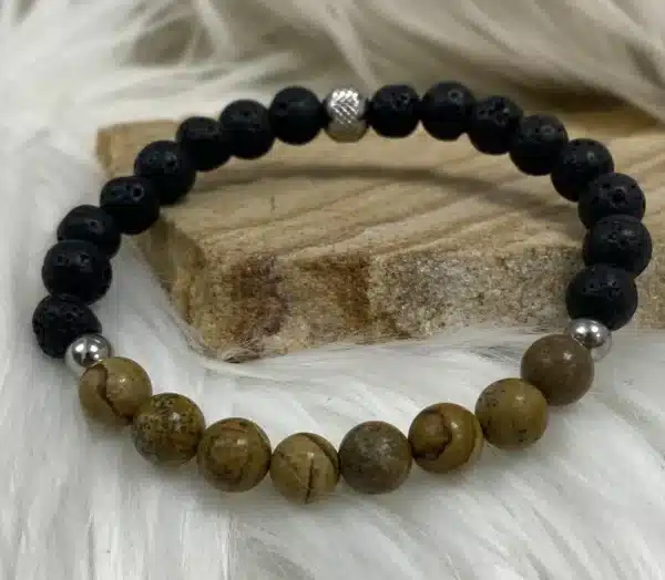 Bracelet stabilité en pierre de jaspe paysage