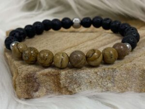Bracelet stabilité en pierre de jaspe paysage