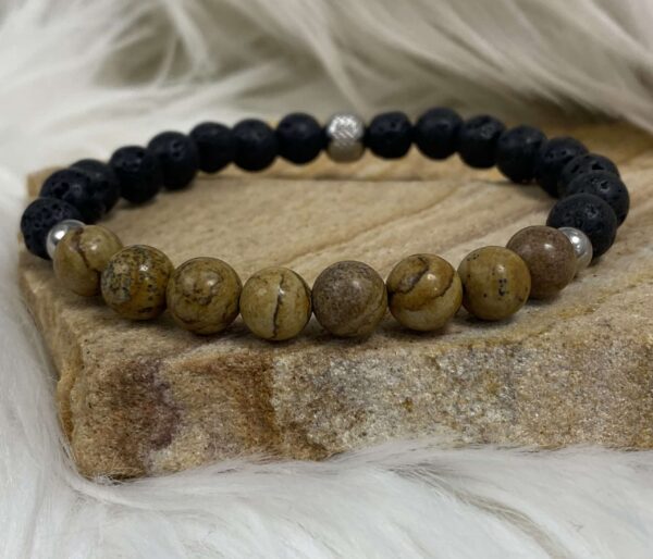 Bracelet stabilité en pierre de jaspe paysage