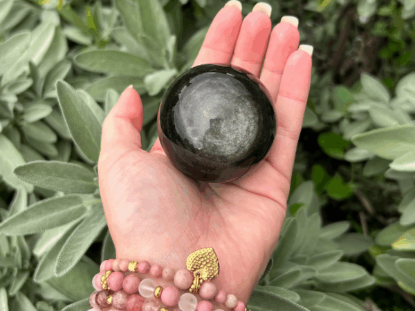 SPHÈRES EN OBSIDIENNE ARGENTÉE – Image 5