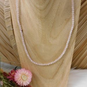 Collier quartz rose 4mm facettées
