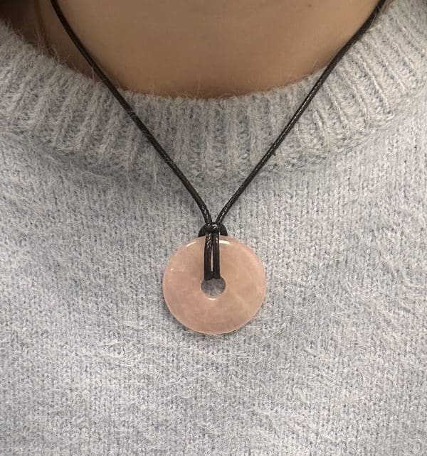 PENDENTIF DONUT QUARTZ ROSE