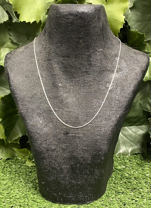 Chaîne de cou maille haricot argent 40cm – Image 2