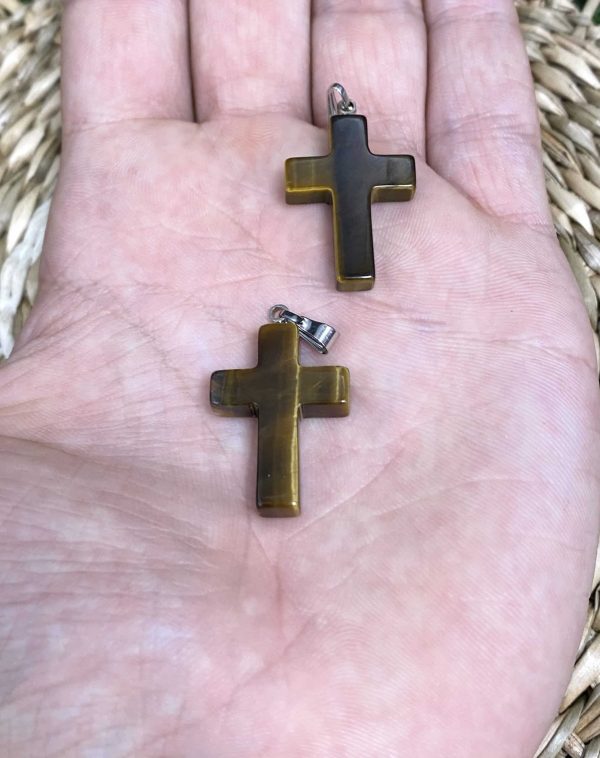 Pendentif œil de tigre croix – Image 3
