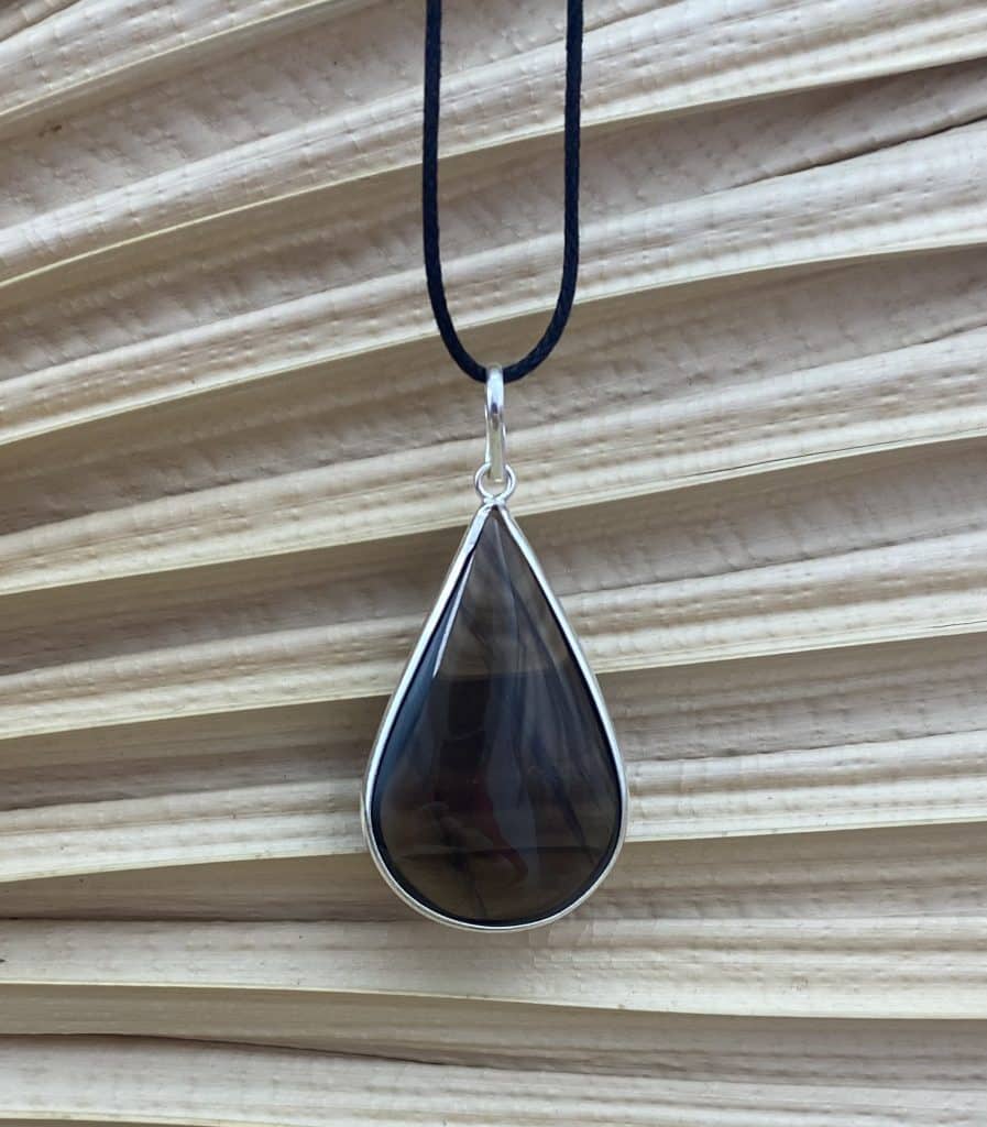 Pendentif goutte quartz fumé