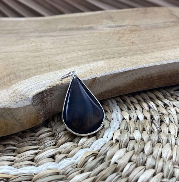Pendentif goutte quartz fumé
