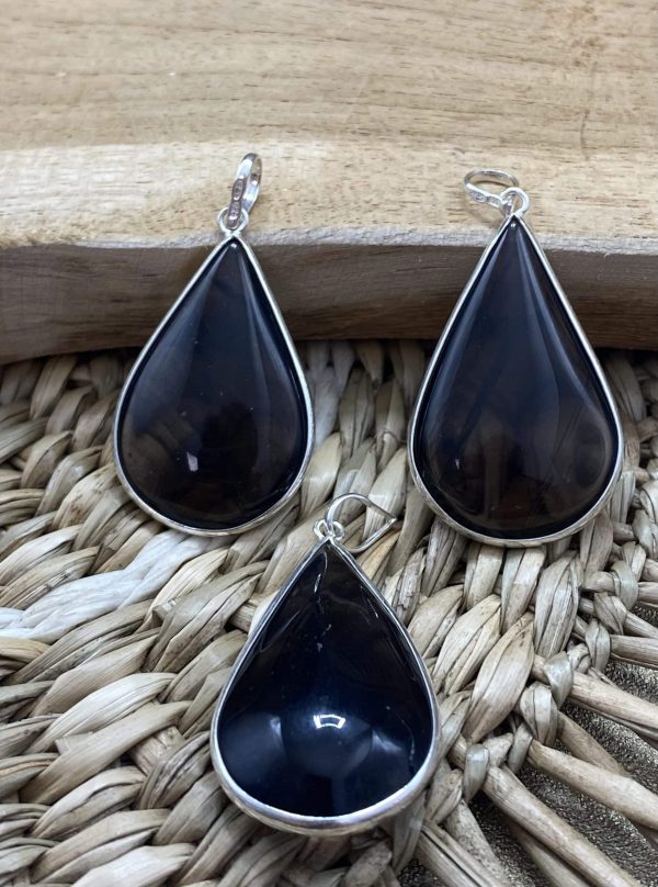 Pendentif goutte quartz fumé