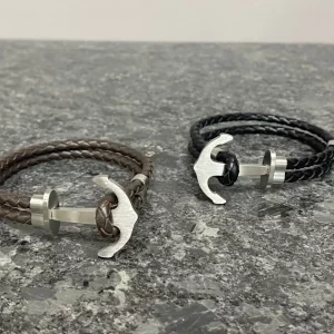 Bracelet en cuir ancre marine