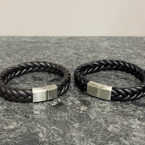 Bracelet épais cuir tressé