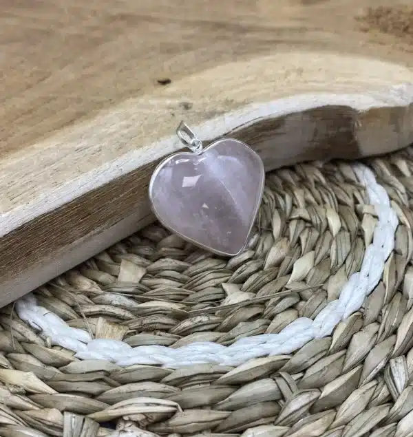 Pendentif cœur quartz rose seul