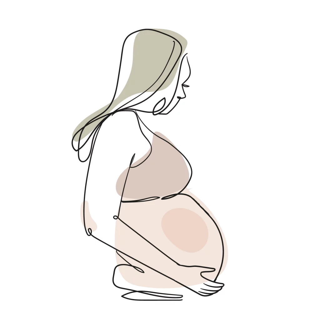 Femme enceinte avec les pierres de fertilité