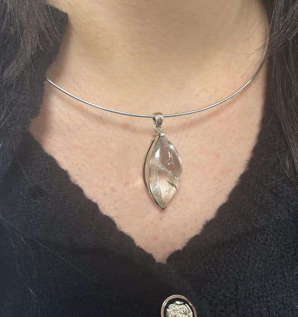 PENDENTIF ARGENT QUARTZ TOURMALINE