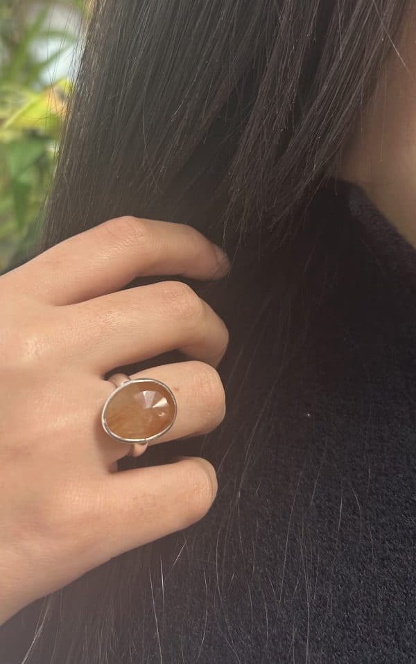 BAGUE ARGENT QUARTZ HÉMATOÏDE – Image 2