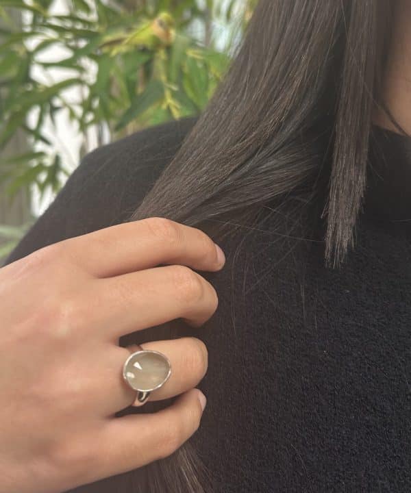 BAGUE ARGENT AIGUE MARINE – Image 2