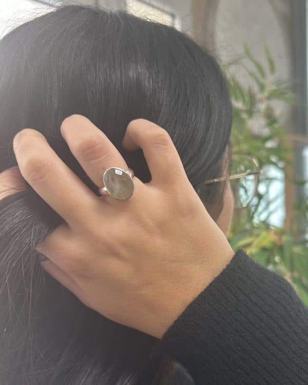BAGUE ARGENT AIGUE MARINE – Image 3