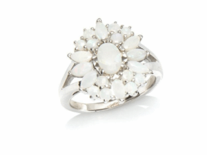 BAGUE ARGENT OPALES BLANCHES D'AUSTRALIE