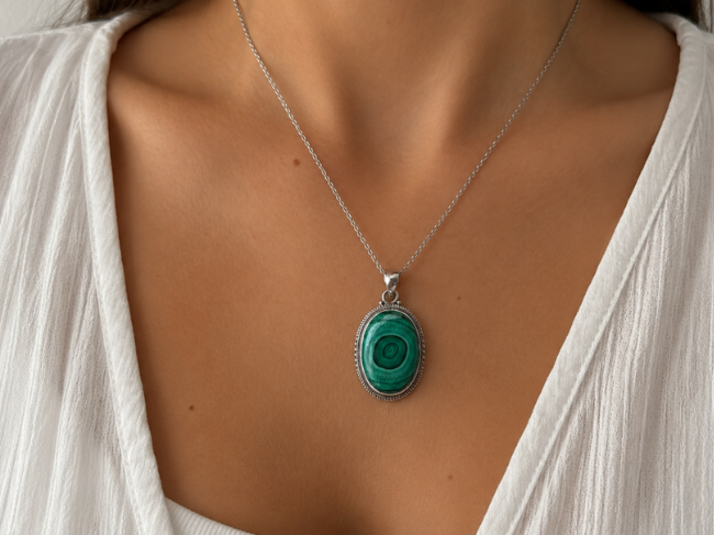 PENDENTIF MALACHITE ARGENT – Image 3