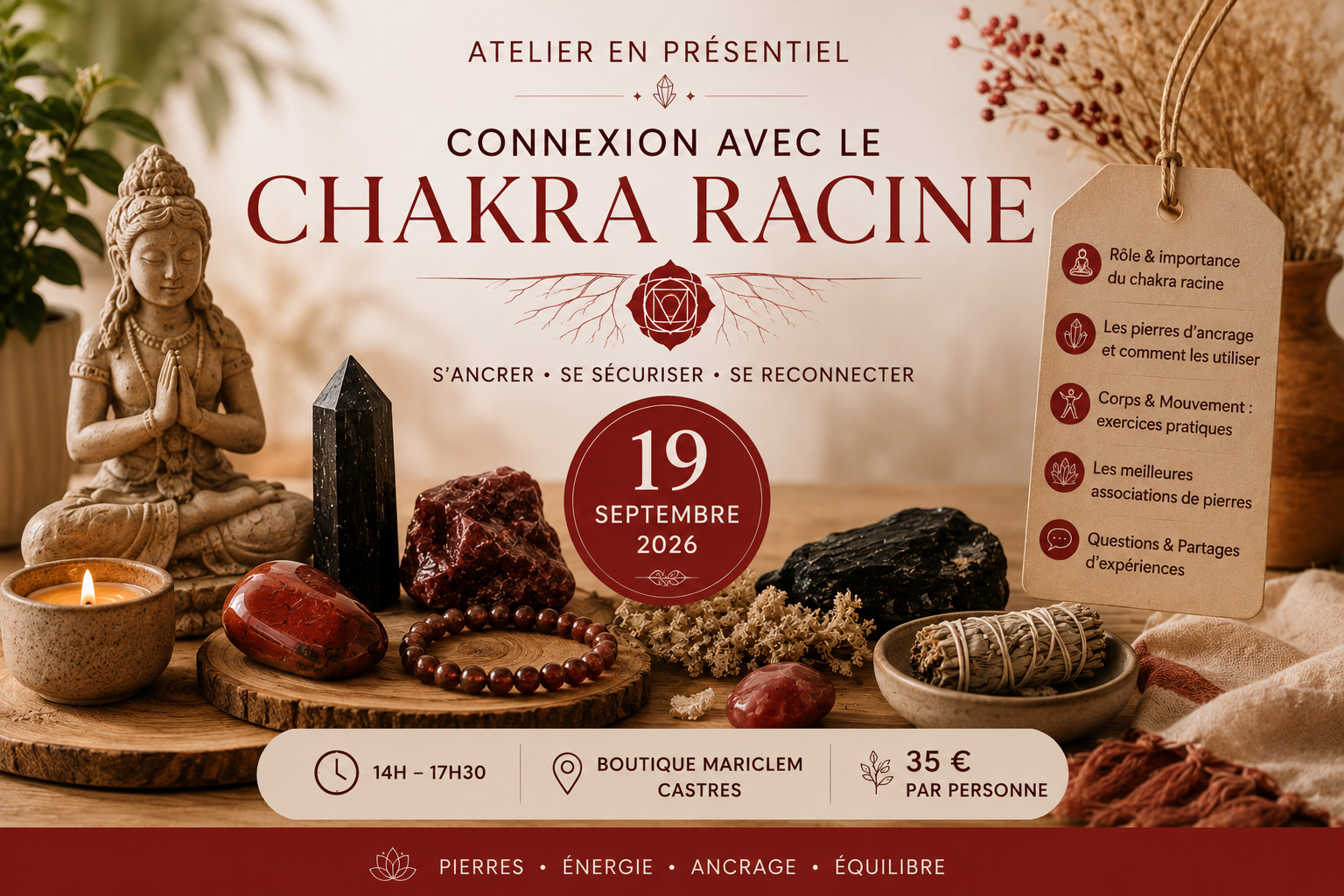 ATELIER CONNEXION AVEC LE CHAKRA RACINE