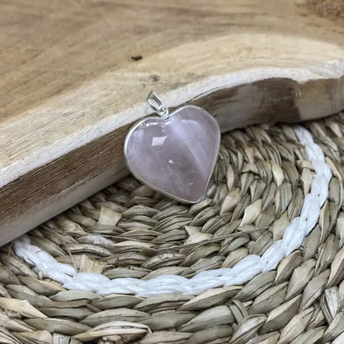 Pendentif cœur quartz rose seul